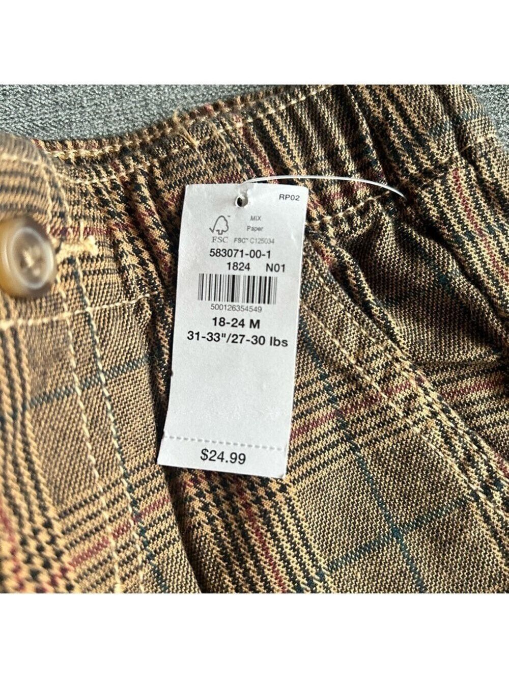 Old Navy Baby Boy Corduroy Pants Plaid Pants Set 18-24 Months - Picture 4 of 8